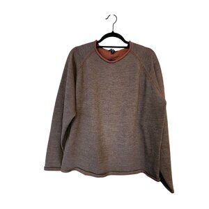 Neve 26.00mens 100% Wool Pullover Sweater Brown & Rust Medium Lightweight Warm C